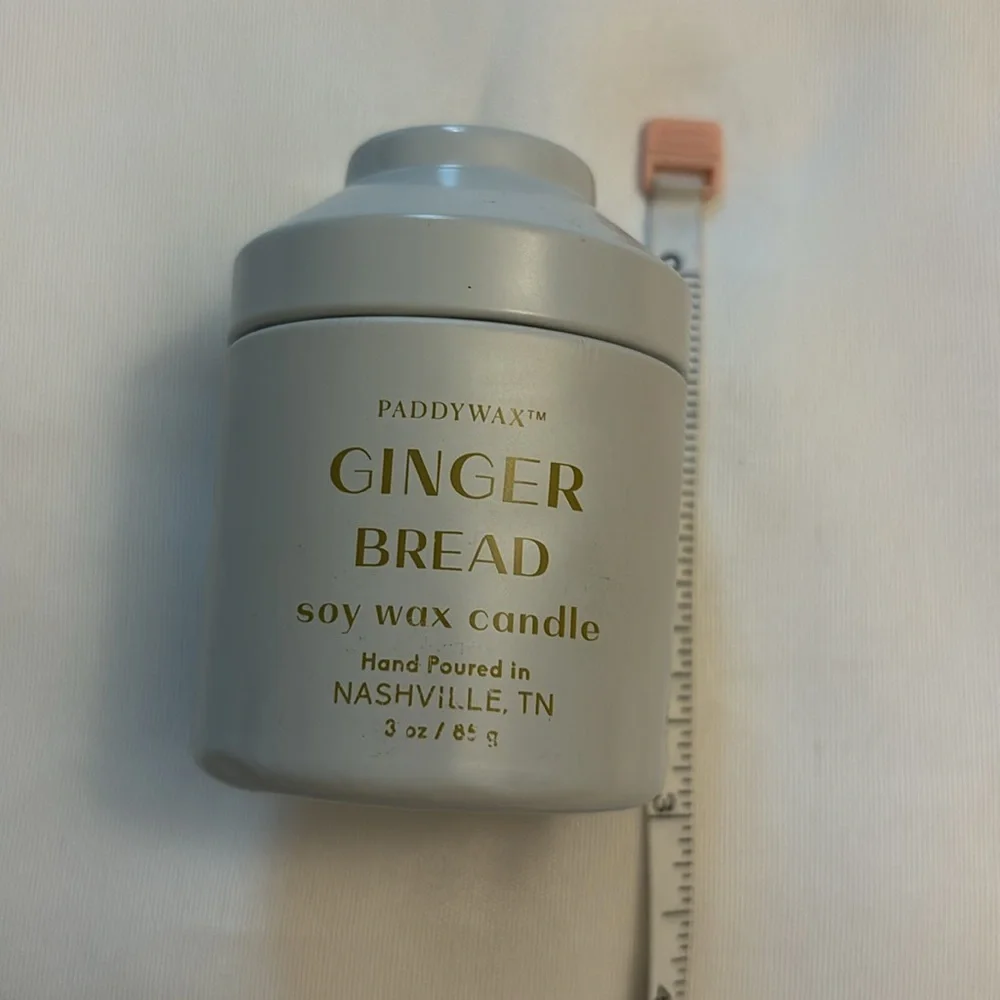 Paddywax Gingerbread Candle Ceramic Jar Hand-Poured 100% Soy Wax White/Gray 3 OZ